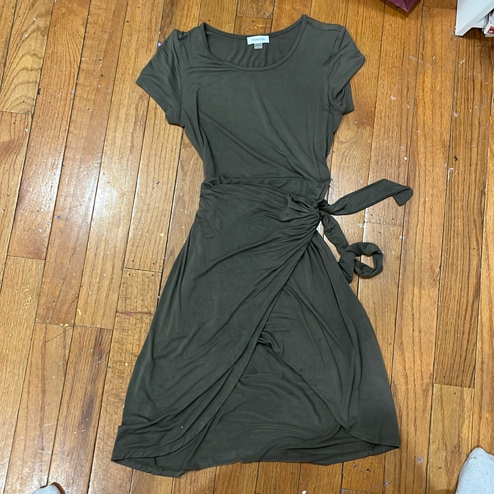Calvin Klein forest green flowy dress